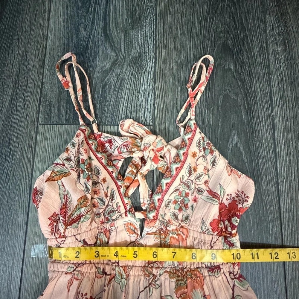 Angie Pink Floral Mini Dress with Red & Green Accents - Picture 9 of 12